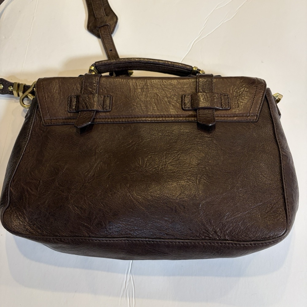 ORYANI Large Flap Satchel Brown Briefcase Messenger Crossbody Bag Leather - Picture 4 of 16